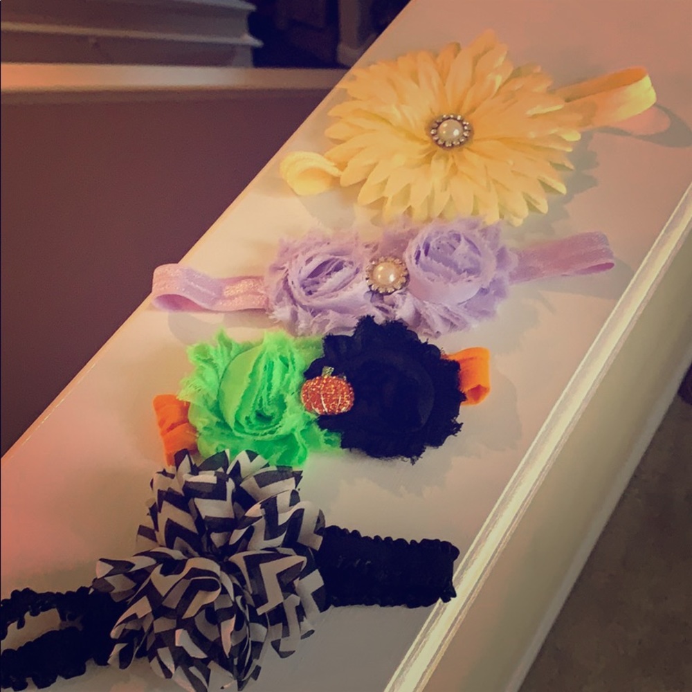 Infant Headbands Flowers Set of 4